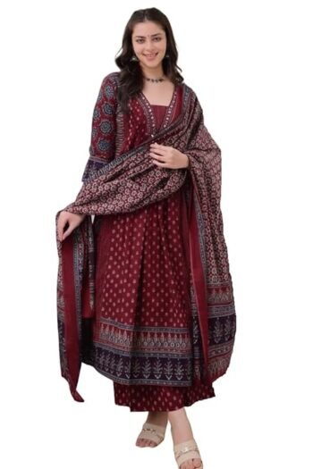 Women's Cotton Trending Straight Kurta with Pants and Dupatta Set
