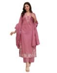 Women's Cotton Trending Straight Kurta with Pants and Dupatta Set