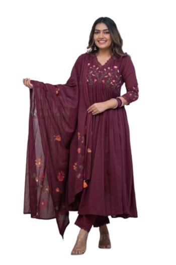 Women's Cotton Trending Straight Kurta with Pants and Dupatta Set