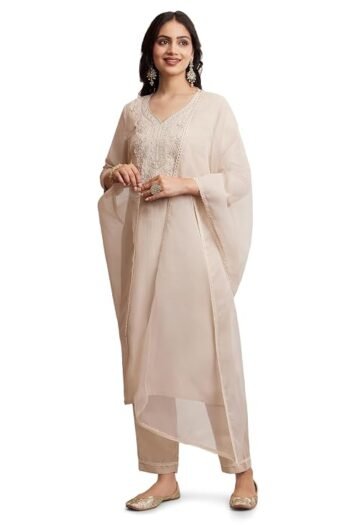 Women's Cotton Trending Straight Kurta with Pants and Dupatta Set