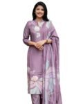 Women's Cotton Trending Straight Kurta with Pants and Dupatta Set