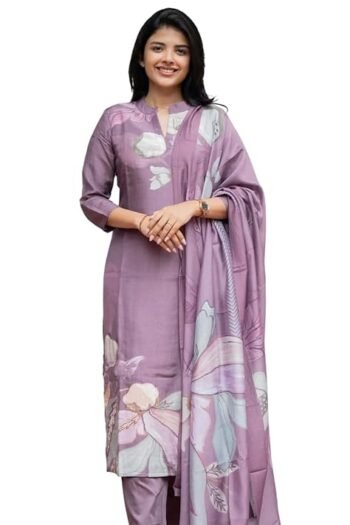 Women's Cotton Trending Straight Kurta with Pants and Dupatta Set
