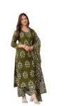 Women's Cotton Trending Straight Kurta with Pants and Dupatta Set