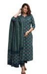 Women's Cotton Trending Straight Kurta with Pants and Dupatta Set