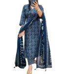 Women's Cotton Trending Straight Kurta with Pants and Dupatta Set