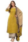 Women's Cotton Trending Straight Kurta with Pants and Dupatta Set