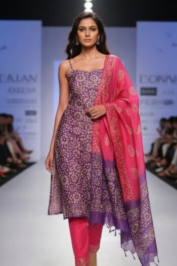 Bhagalpuri khadi dupion batik printed suit (Copy)