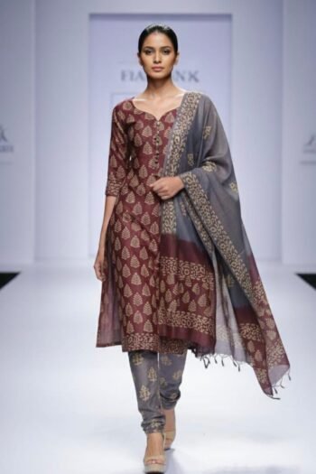 Bhagalpuri khadi dupion batik printed suit