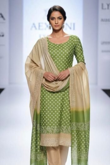 Bhagalpuri khadi dupion batik printed suit