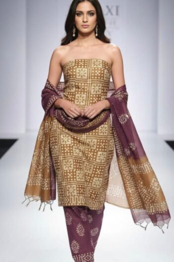 Bhagalpuri khadi dupion batik printed suit (Copy)