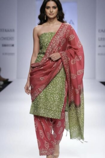 Bhagalpuri khadi dupion batik printed suit