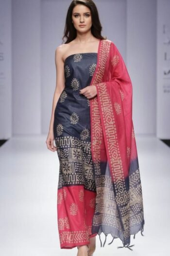 Bhagalpuri khadi dupion batik printed suit