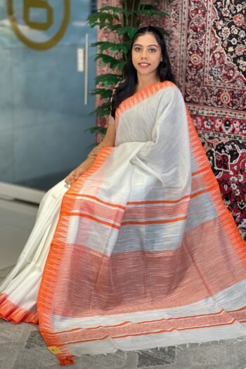 Temple Border Detailed Chanderi Finish Saree