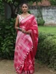 bhagalpuri cotton silk ghichha work embroidered saree – beige