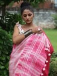 bhagalpuri cotton silk ghichha work embroidered saree – beige