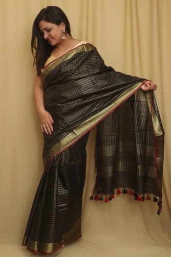 Bhagalpuri cotton silk ghichha work embroidered saree